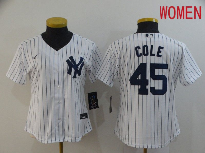 Women New York Yankees 45 Cole White Game Nike MLB Jerseys